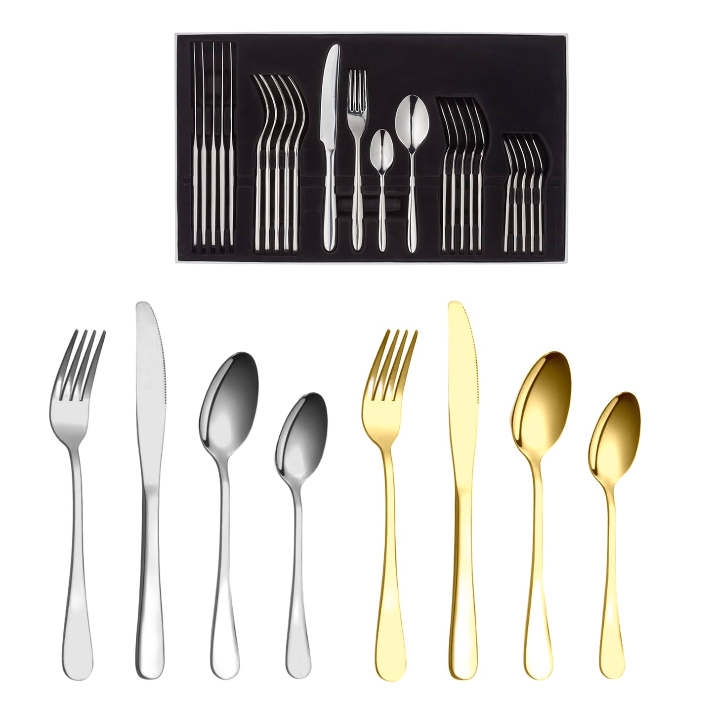 Coffret Ménagère 24 Pièces en Acier Inoxydable