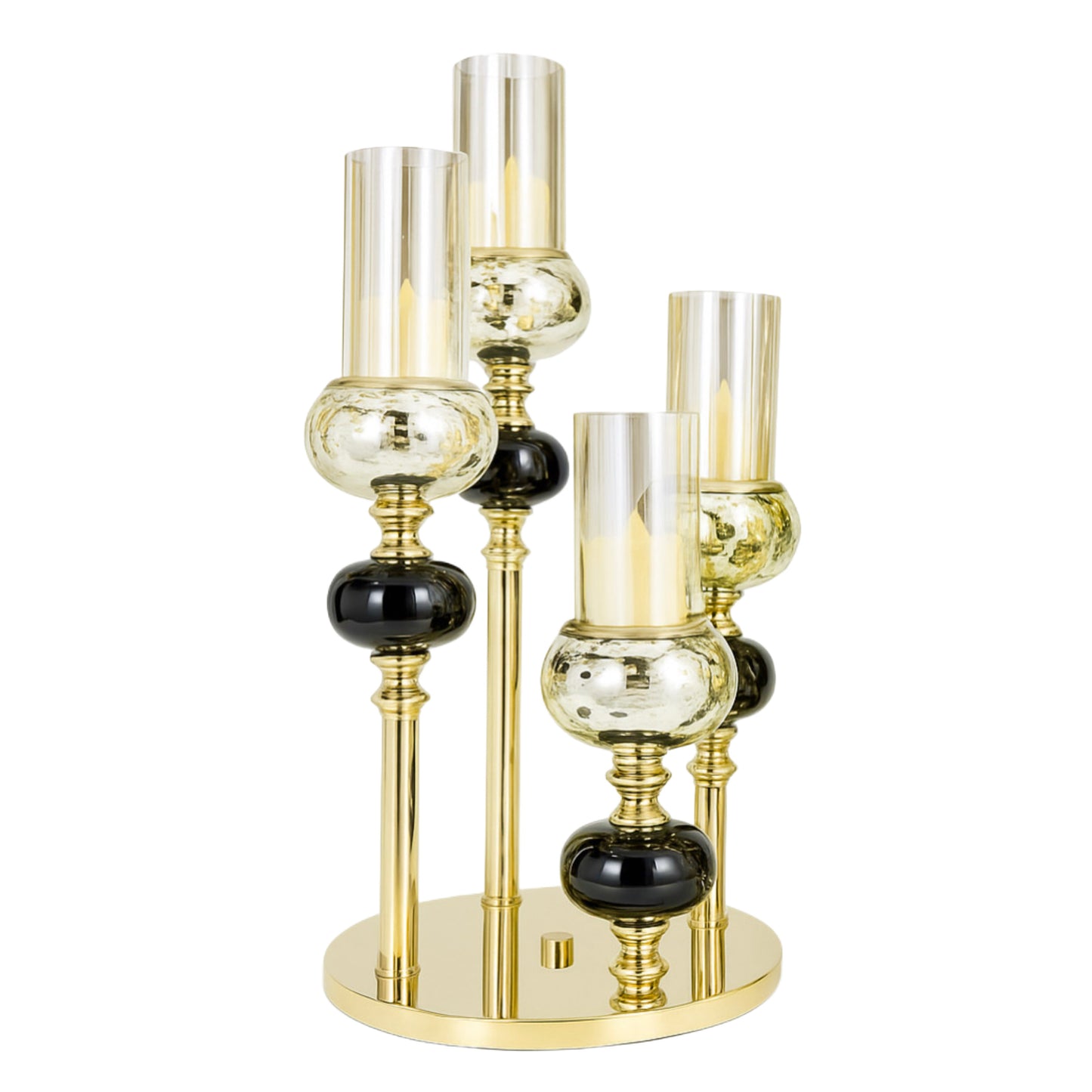 Porte-Bougies Élegant Dorée en Métal & Verre