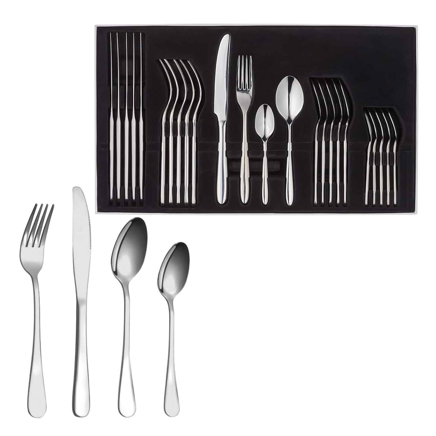 Coffret Ménagère 24 Pièces en Acier Inoxydable