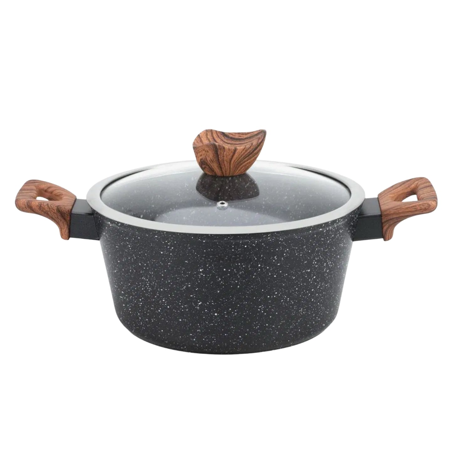 Faitout en Granite + Couvercle en Verre