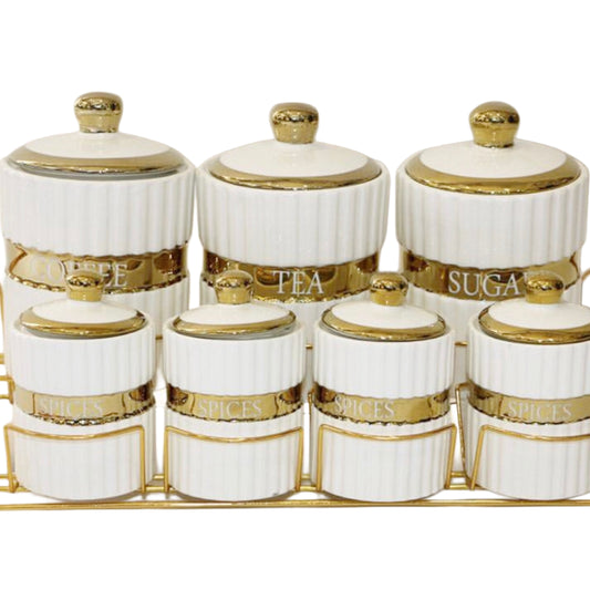 Série Boîtes à Épices en Porcelaine 8 Pièces