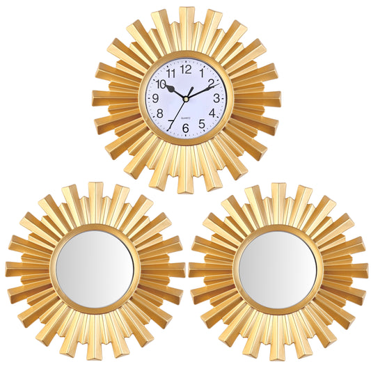 Horloge Dorée avec 2 Miroirs