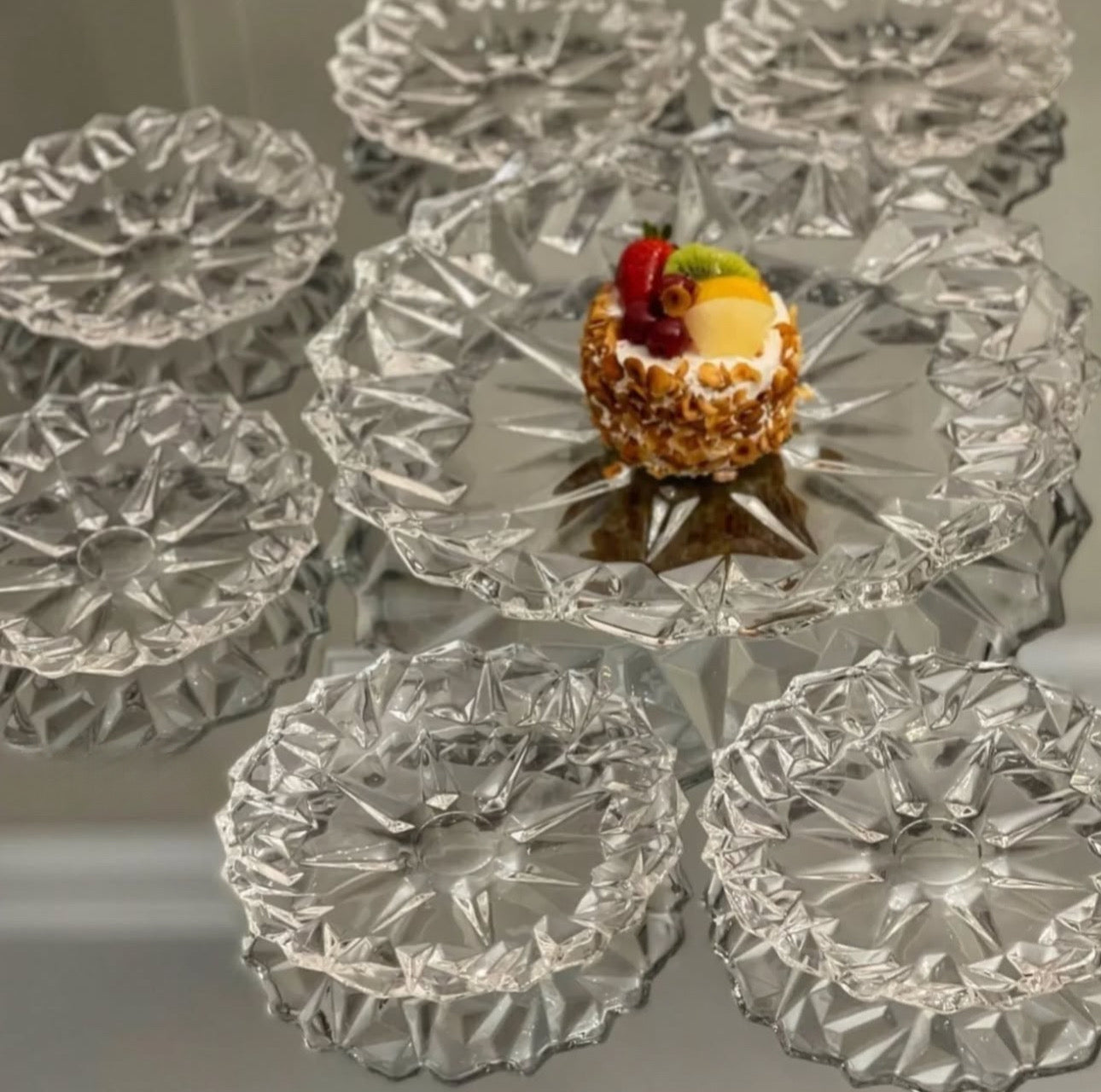 Service à Gâteau en Verre 7 Pièces