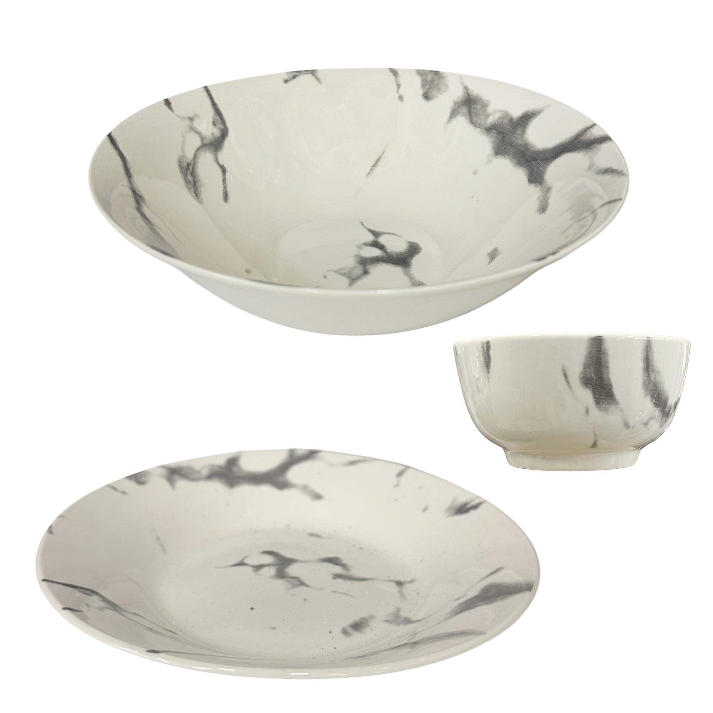 Vaiselle en Porcelaine Blanc Marbré