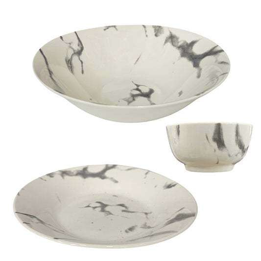 Vaiselle en Porcelaine Blanc Marbré