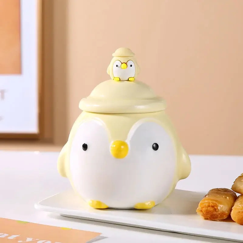 Mug en Porcelaine avec Couvercle & Cuillère à Café