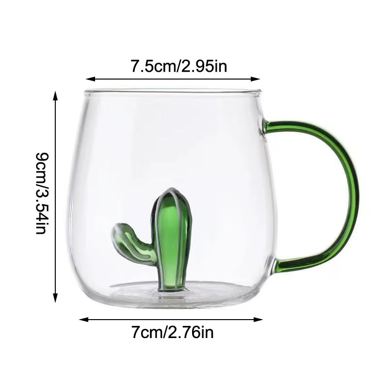 Mug en Verre avec Cactus à l'intérieur