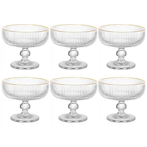 Service de 6 Verres à Crème/Glace en Dorée