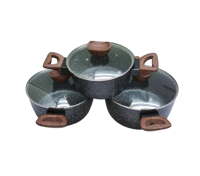 Faitout en Granite + Couvercle en Verre