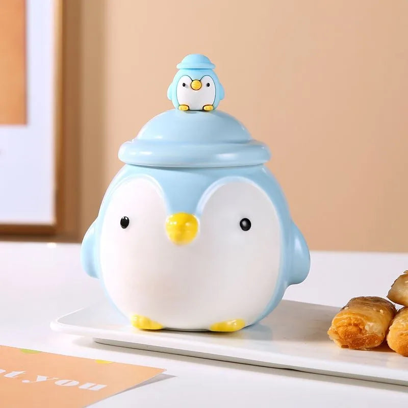 Mug en Porcelaine avec Couvercle & Cuillère à Café