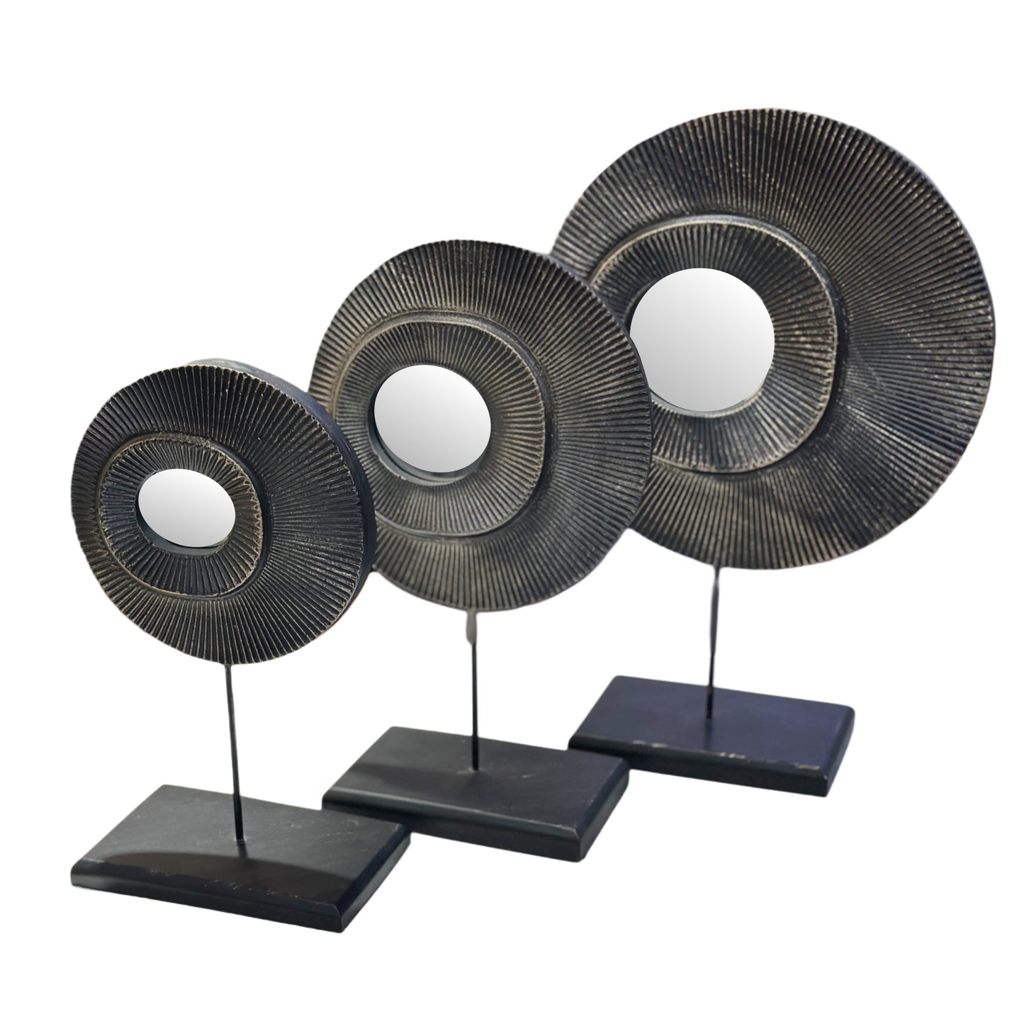 Série de 3 Miroirs Décoratifs Noir