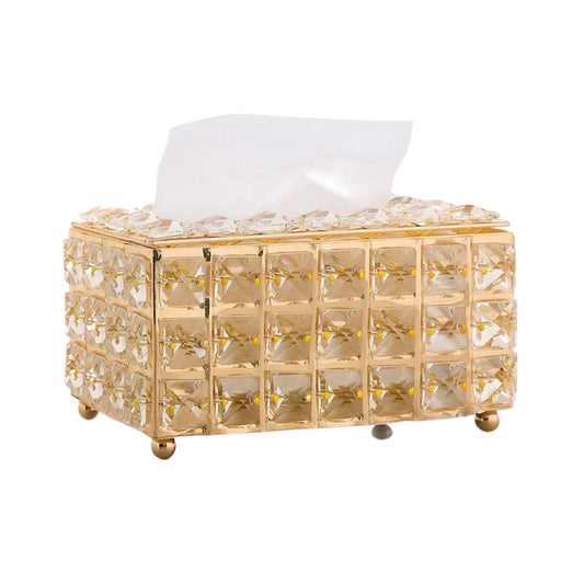 Porte Serviette de Table en Verre & Métal Dorée