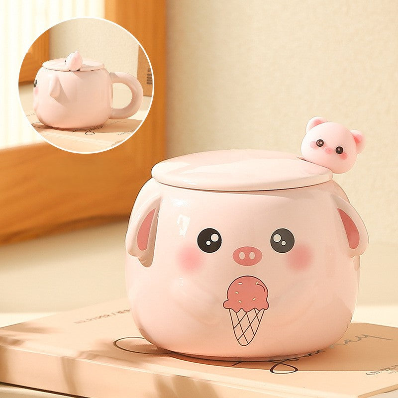 Mug en Porcelaine avec Couvercle & Cuillère à café