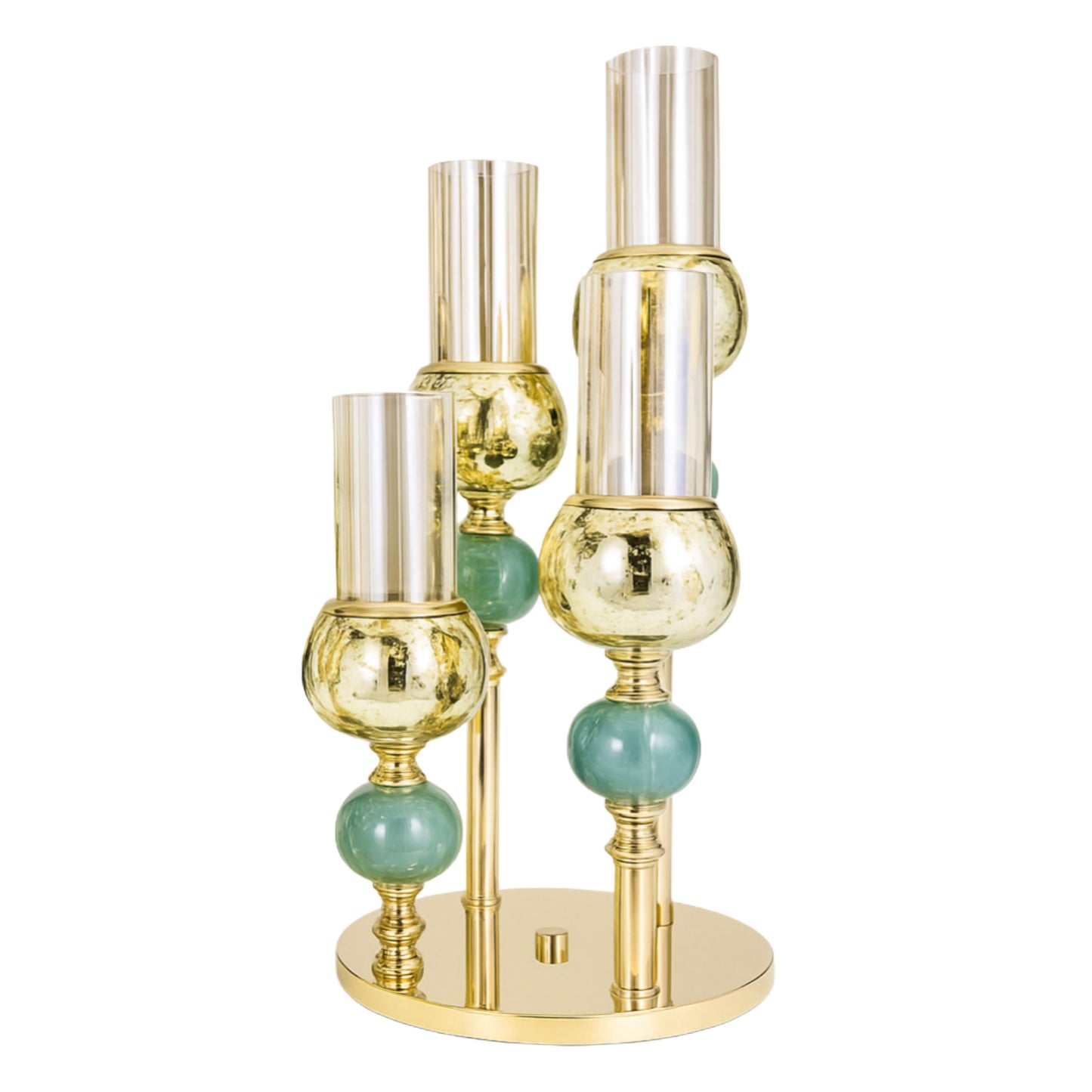 Porte-Bougies Élegant Dorée en Métal & Verre