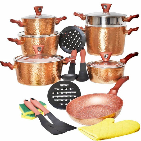 Batterie de Cuisine 23 Pièces Revêtement en Cuivre